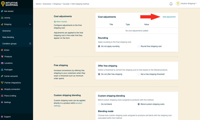 IS - Parcel Service Shipping Method - Add Cost Adjustment