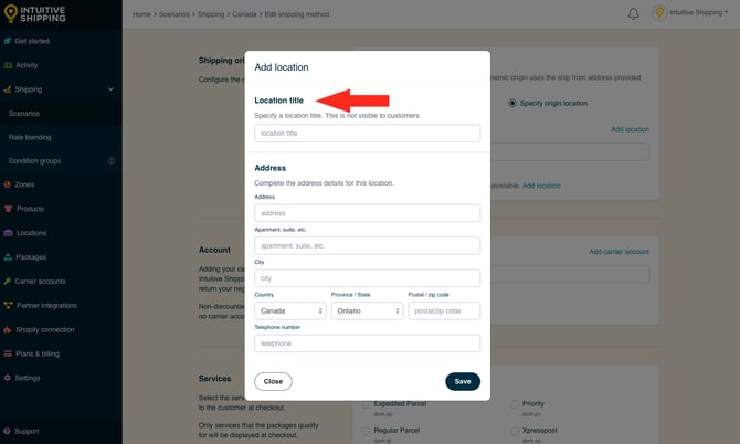 IS - Parcel Service Shipping Method - Add Location Title