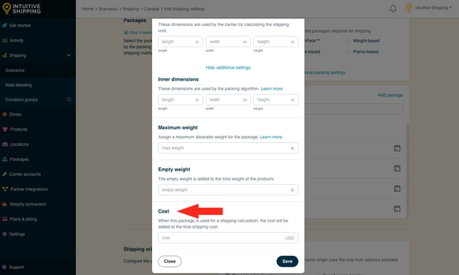 IS - Parcel Service Shipping Method - Add Package Cost