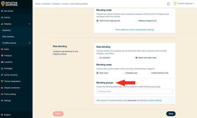 IS - Parcel Service Shipping Method - Advanced Blending Groups-1