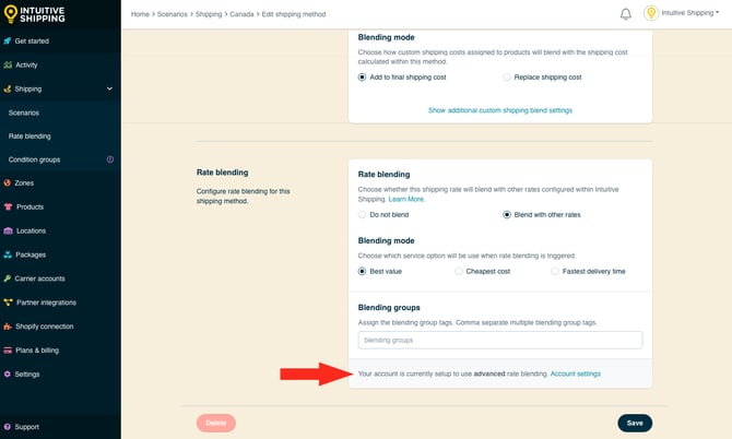 IS - Parcel Service Shipping Method - Blend With Other Rates Advanced Blending