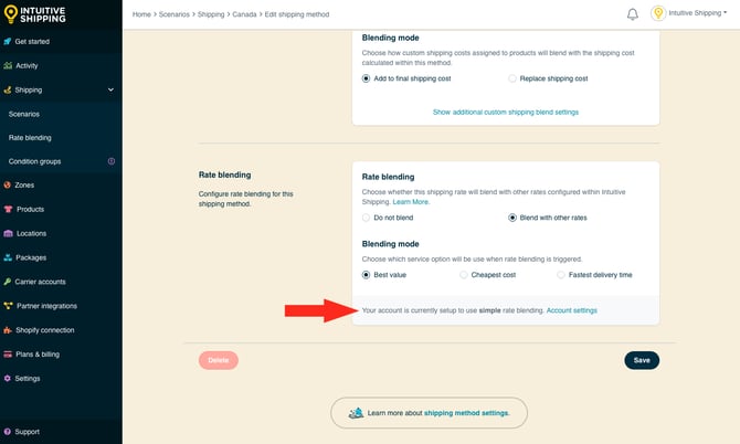 IS - Parcel Service Shipping Method - Blend With Other Rates Simple