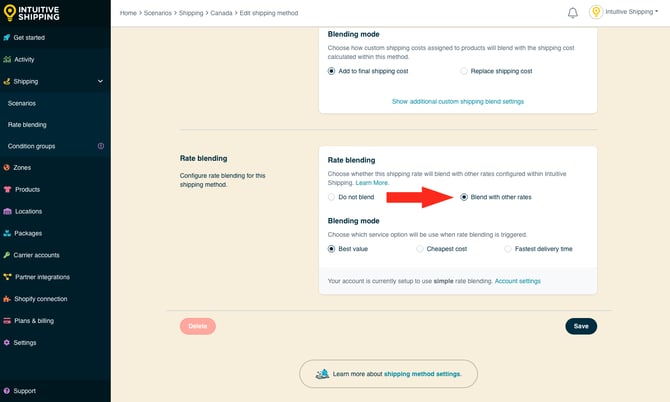 IS - Parcel Service Shipping Method - Blend With Other Rates