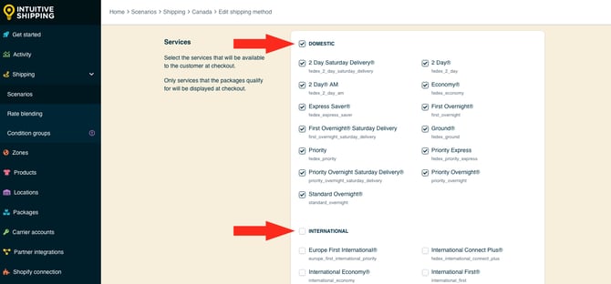 IS - Parcel Service Shipping Method - Change Domestic to International FedEx