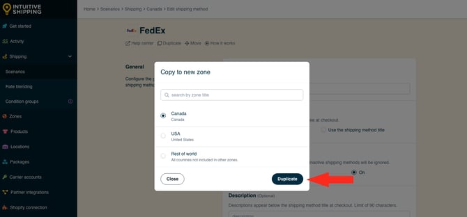 IS - Parcel Service Shipping Method - Copy FedEx To Canada - Duplicate Button