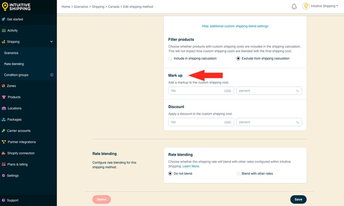 IS - Parcel Service Shipping Method - Custom Shipping Blending Mark Up