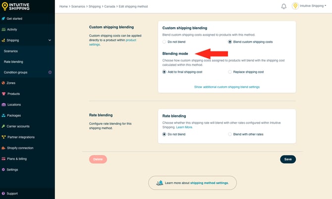 IS - Parcel Service Shipping Method - Custom Shipping Blending Mode
