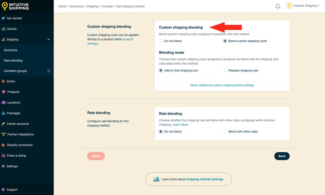 IS - Parcel Service Shipping Method - Custom Shipping Blending