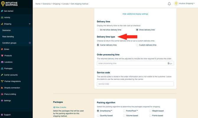 IS - Parcel Service Shipping Method - Edit Delivery Time Type