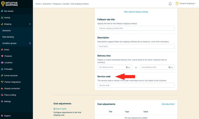 IS - Parcel Service Shipping Method - Fallback Rate Service Code