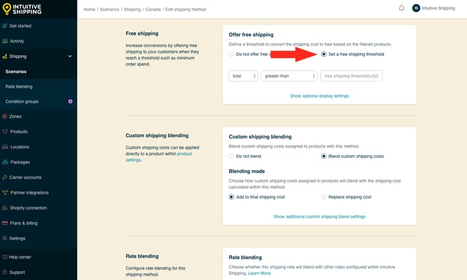 IS - Parcel Service Shipping Method - Free Shipping Threshold - Set Threshold