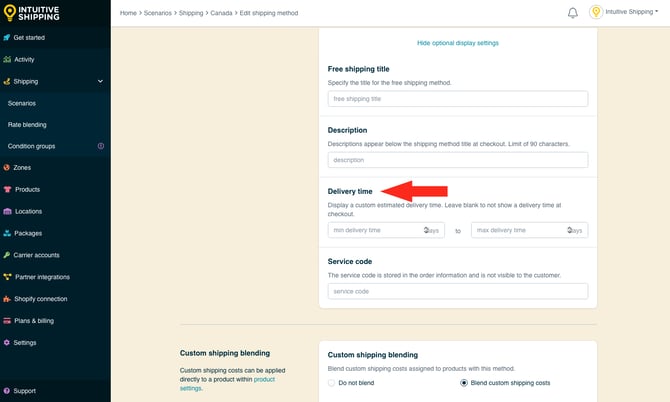 IS - Parcel Service Shipping Method - Free Shipping Threshold Delivery Time