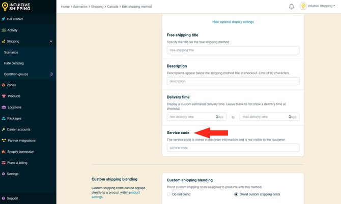 IS - Parcel Service Shipping Method - Free Shipping Threshold Service Code