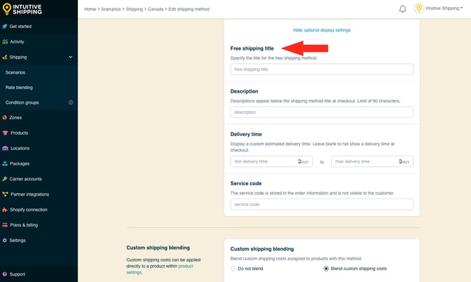 IS - Parcel Service Shipping Method - Free Shipping Threshold Title