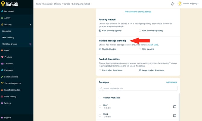 IS - Parcel Service Shipping Method - Multiple Packing Blending