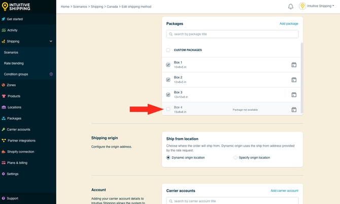 IS - Parcel Service Shipping Method - Packages Not Available