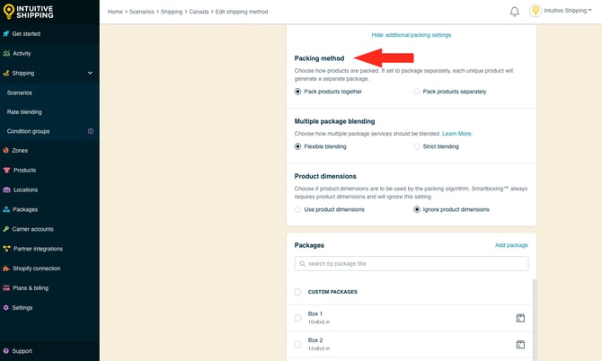 IS - Parcel Service Shipping Method - Packing Method