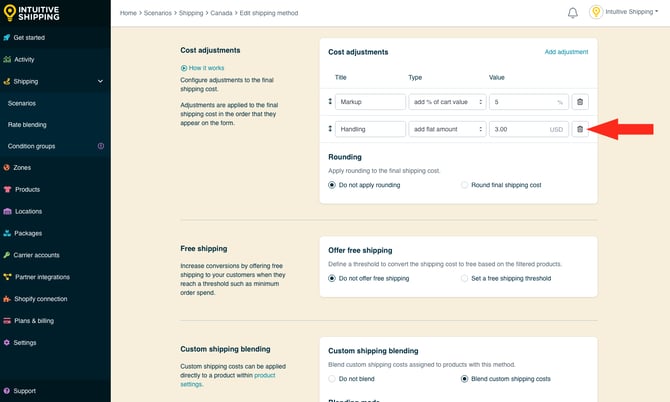 IS - Parcel Service Shipping Method - Remove Cost Adjustment
