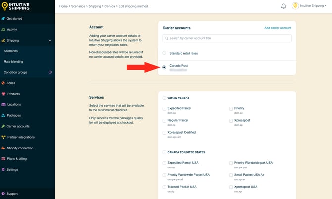 IS - Parcel Service Shipping Method - Select Carrier Account