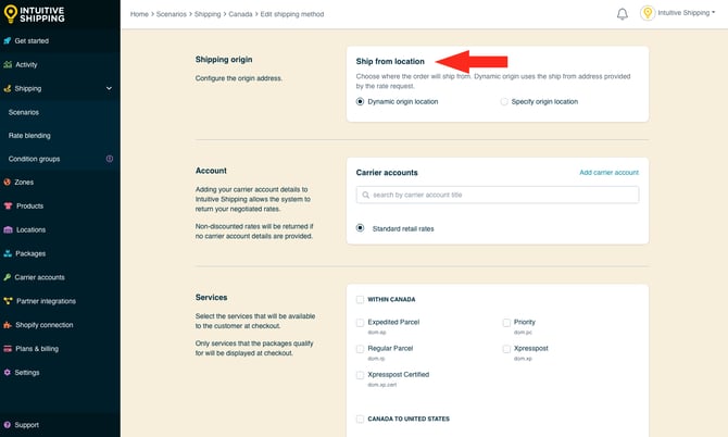IS - Parcel Service Shipping Method - Select Ship From Location