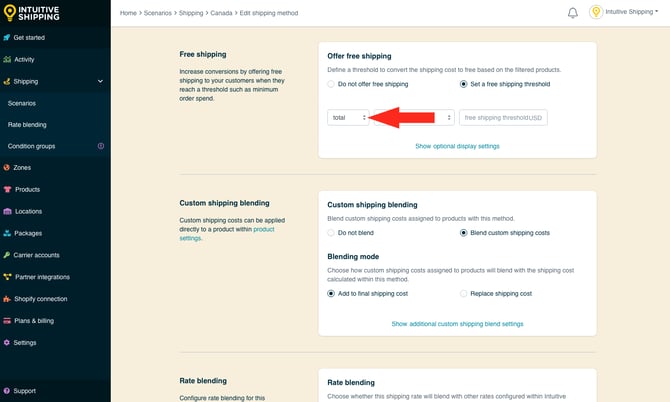 IS - Parcel Service Shipping Method - Set Free Shipping Threshold Total