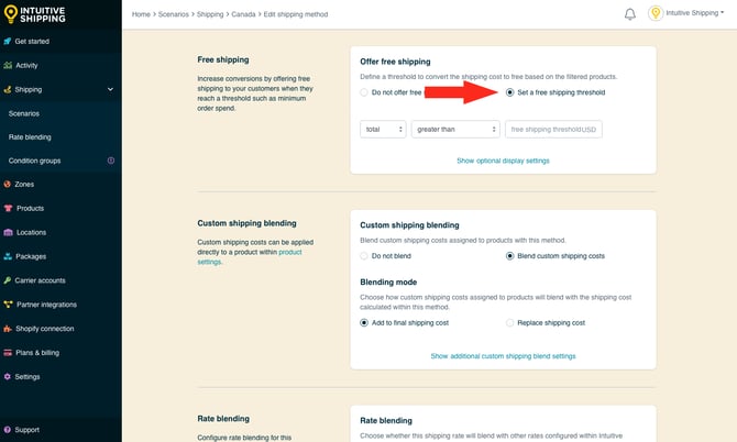 IS - Parcel Service Shipping Method - Set Free Shipping Threshold