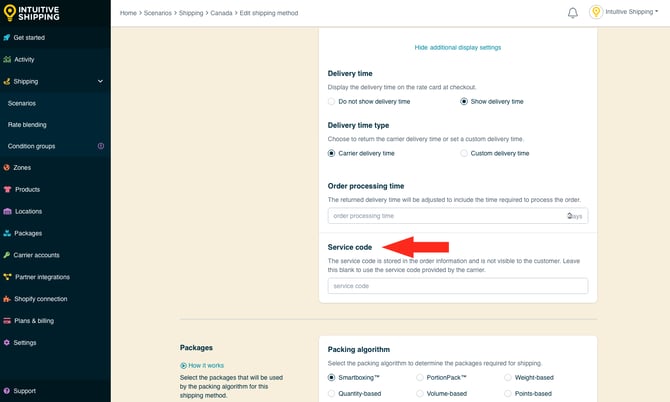 IS - Parcel Service Shipping Method - Shipping  Method Service Code
