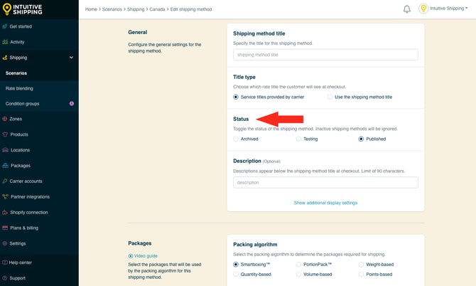 IS - Parcel Service Shipping Method - Shipping Method Status-2