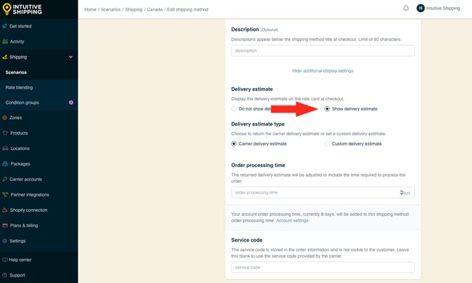 IS - Parcel Service Shipping Method - Show Delivery Estimate