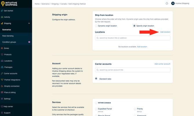 IS - Parcel Service Shipping Methods - Add Location