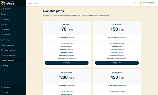IS - Plans and Billing - Available Plans