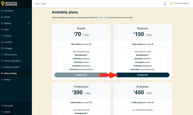 IS - Plans and Billing - Change Plan