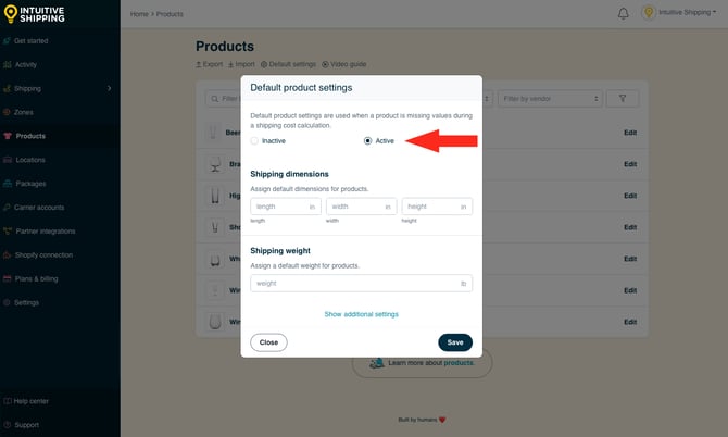 IS - Products -  Default Settings Active