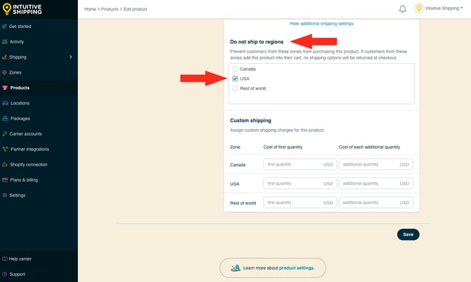 IS - Products -  Do Not Ship To Regions USA
