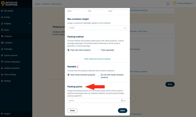 IS - Products - Add Product Packing Points