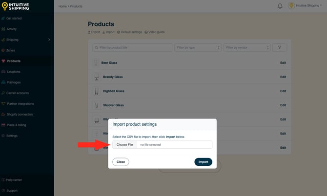 IS - Products - Choose File Import