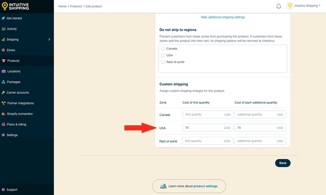 IS - Products - Custom Shipping - USA 75 Additional 75