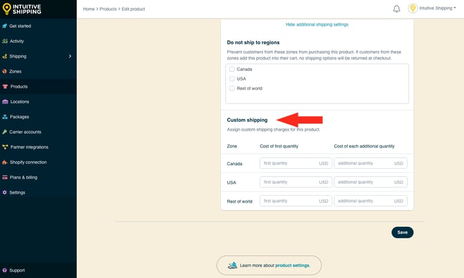 IS - Products - Custom Shipping