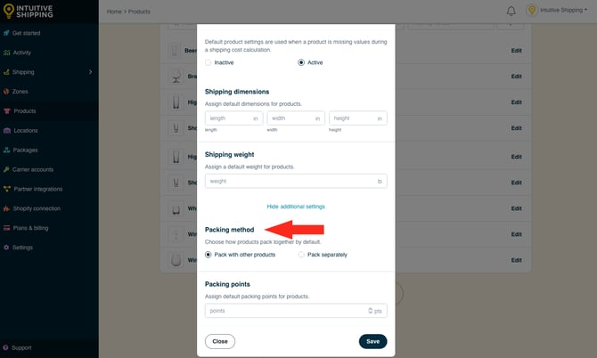 IS - Products - Default Packing Method