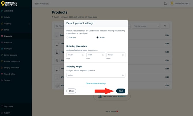 IS - Products - Default Settings Save