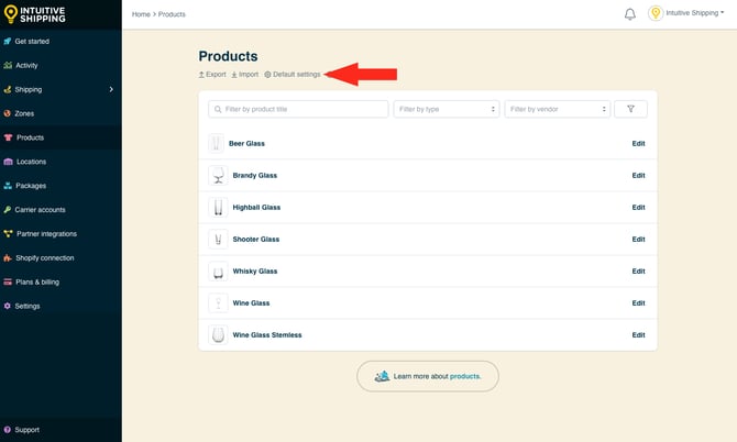 IS - Products - Default Settings