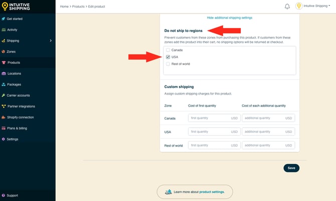 IS - Products - Do Not Ship To Regions USA