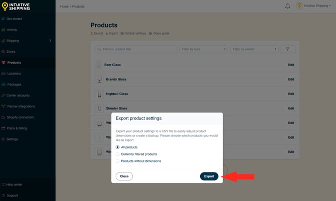 IS - Products - Export Button