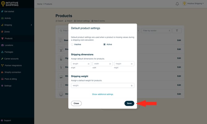 IS - Products - Save Default Settings