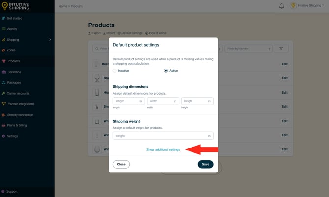 IS - Products - Show Additional Default Settings