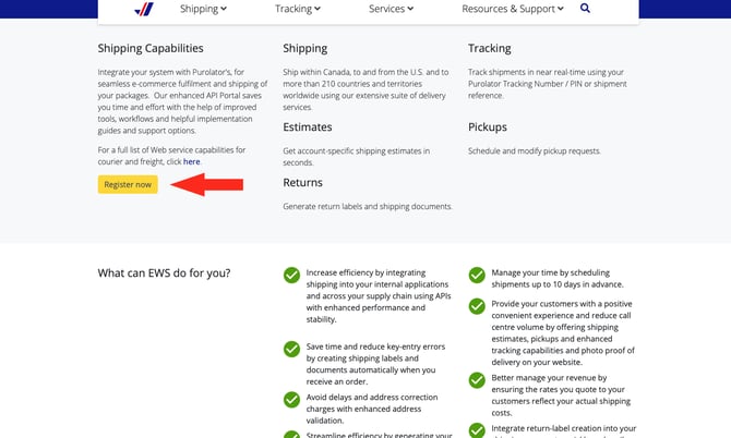 IS - Purolator - API Register Now