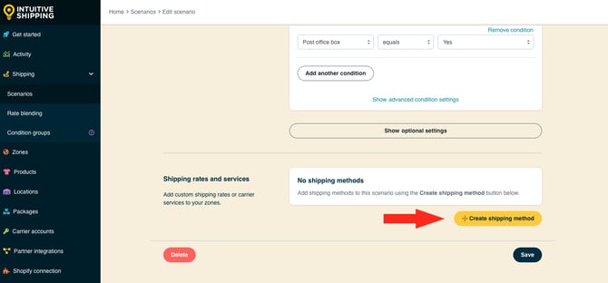 IS - Scenario - Create Shipping  Method PO Box