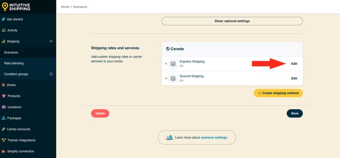 IS - Scenario - Edit Express Shipping