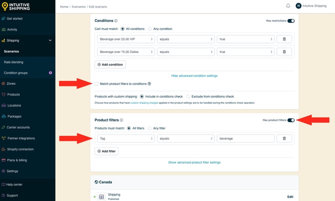 IS - Scenario - Product Filter with Product Conditions Example