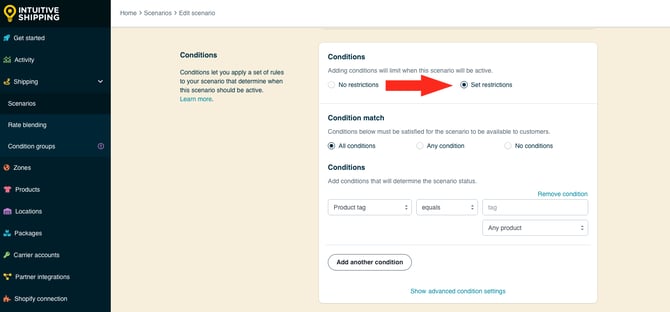 IS - Scenario - Set Restrictions